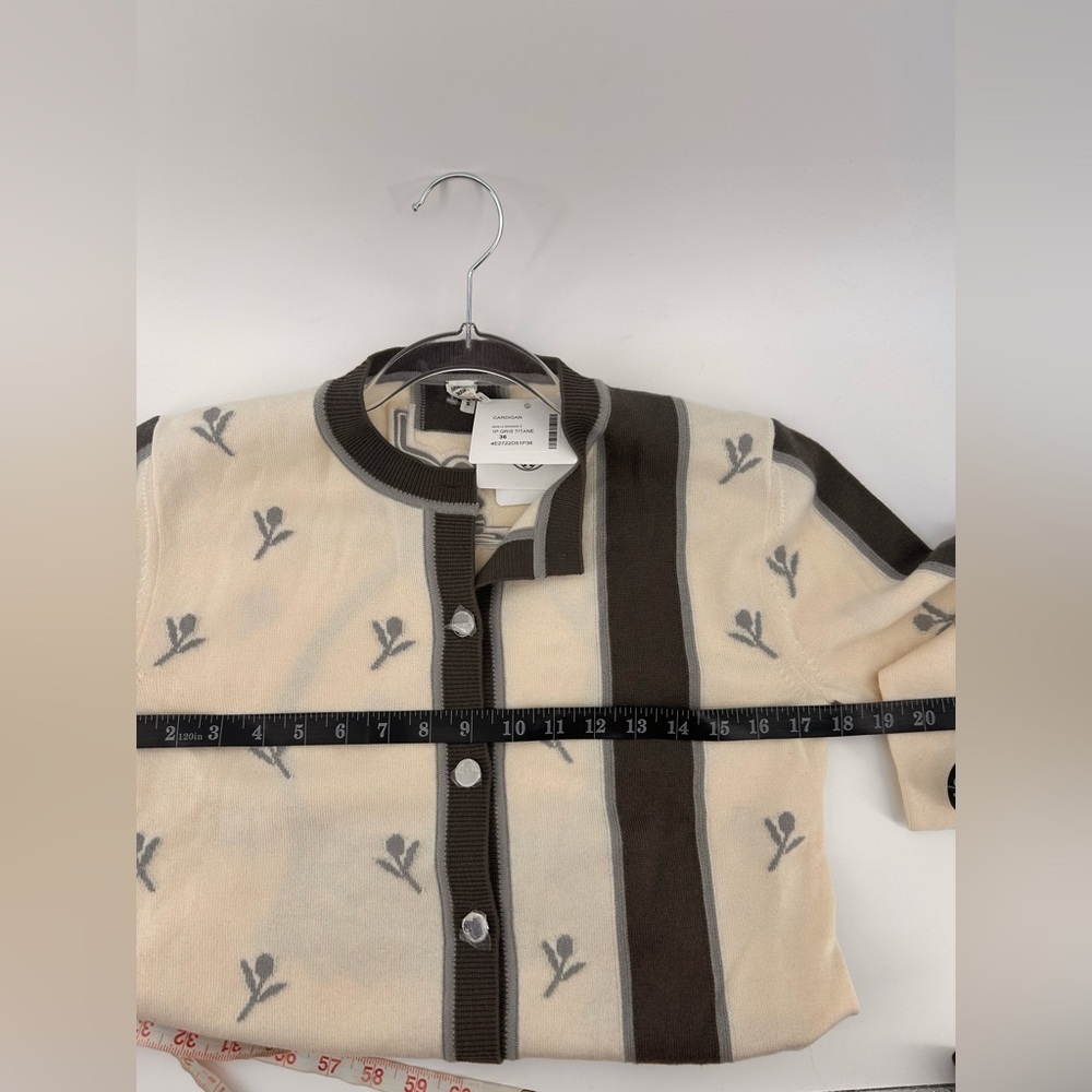 Hermes Embroidered Cardigan Brides de Gala Gris Titane and Beige 36/4-6 Nwt - Picture 8 of 11
